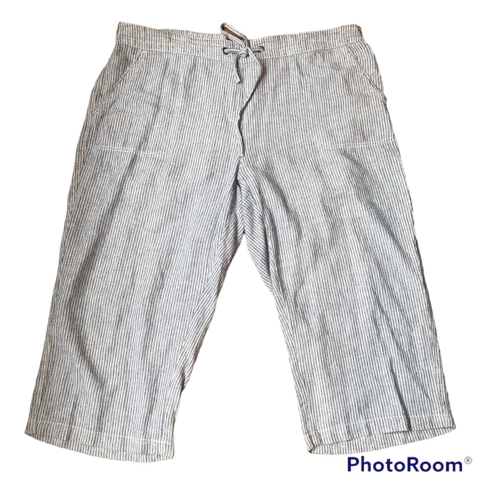 Per Se Striped Linen Blend Capris Pants size 1 X